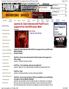 Jasmine St. Claire Interview with Punktv.Ca in Support of Her New DVD Series, Metal Page 1 of 12