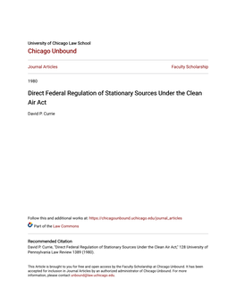 Direct Federal Regulation of Stationary Sources Under the Clean Air Act