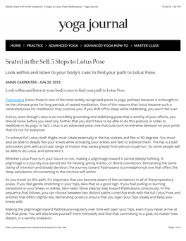 Master Class with Annie Carpenter: 5 Steps to Lotus Pose (Padmasana) - Yoga Journal 11/25/18, 1�52 PM