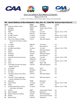 2016 TV Weekly Clearances.Xlsx