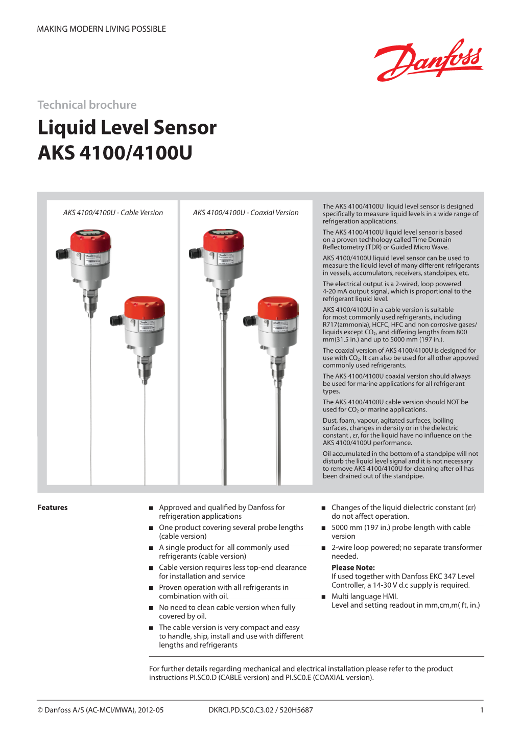 Liquid Level Sensor AKS 4100/4100U