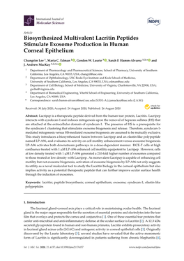 Biosynthesized Multivalent Lacritin Peptides Stimulate Exosome Production in Human Corneal Epithelium