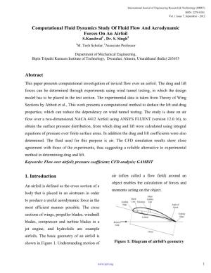 Computational Fluid Dynamics Study of Fluid Flow and Aerodynamic Forces on an Airfoil S.Kandwal1 , Dr