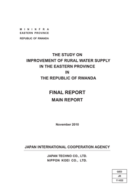 The Study on Improvement of Rural Water Supply in the Eastern Province in the Republic of Rwanda