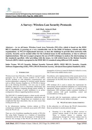 Wireless Lan Security Protocols