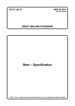 Beer – Specification
