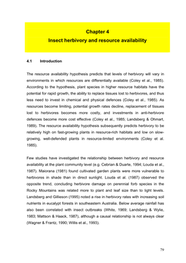 Chapter 4 Insect Herbivory and Resource Availability
