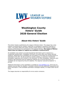 Washington County Voters' Guide 2020 General Election