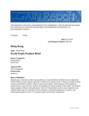 Hong Kong Fresh Fruits Product Brief