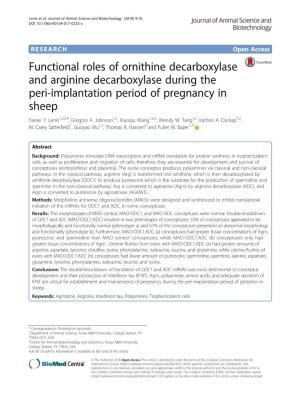 Functional Roles of Ornithine Decarboxylase and Arginine Decarboxylase During the Peri-Implantation Period of Pregnancy in Sheep Yasser Y