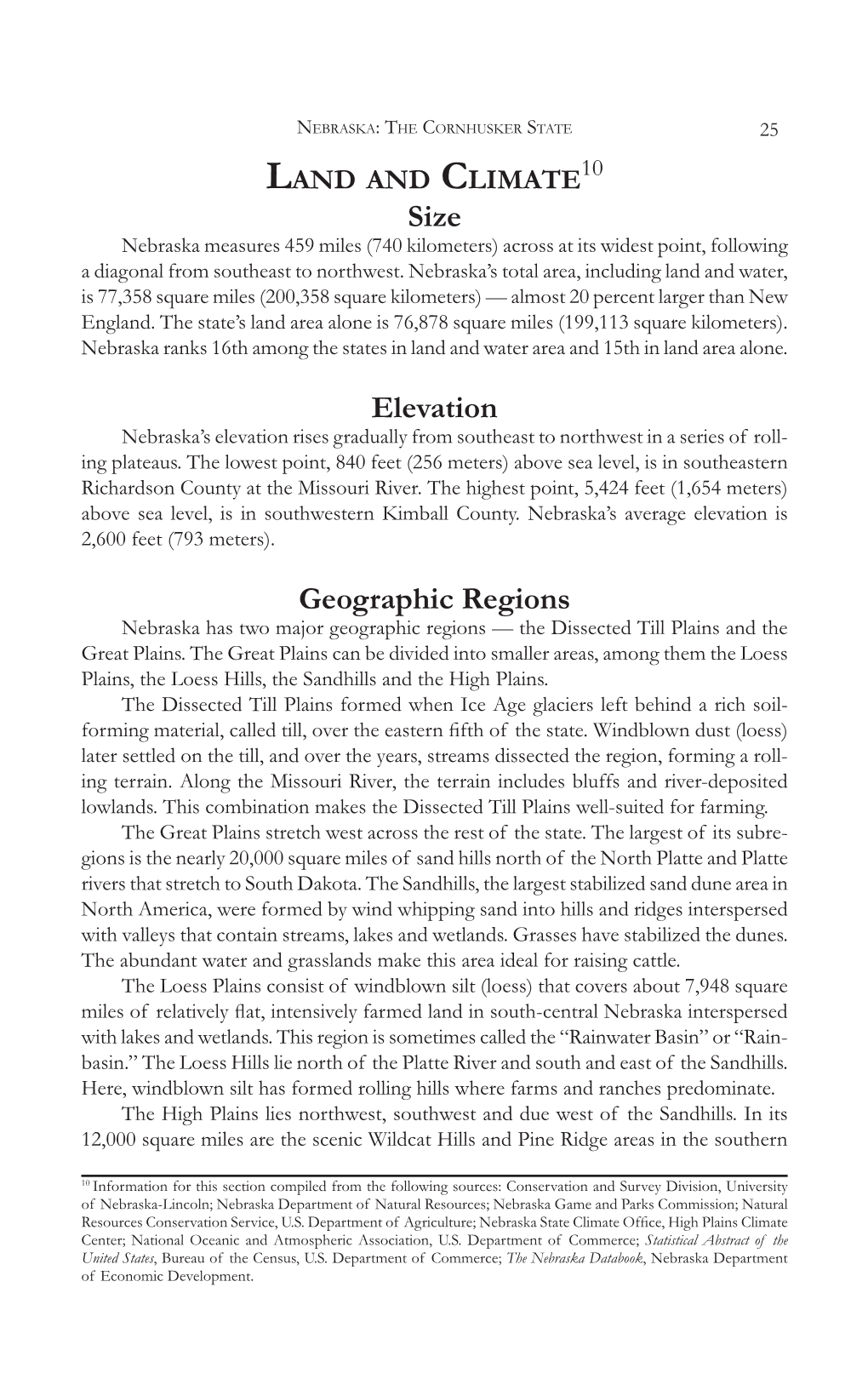 Size Elevation Geographic Regions