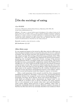 On the Sociology of Eating