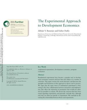 The Experimental Approach to Development Economics