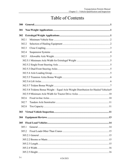 Chapter 3 – Vehicle Qualification and Inspection Table of Contents