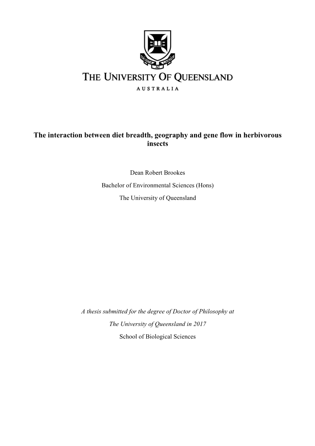 The Interaction Between Diet Breadth, Geography and Gene Flow in Herbivorous Insects