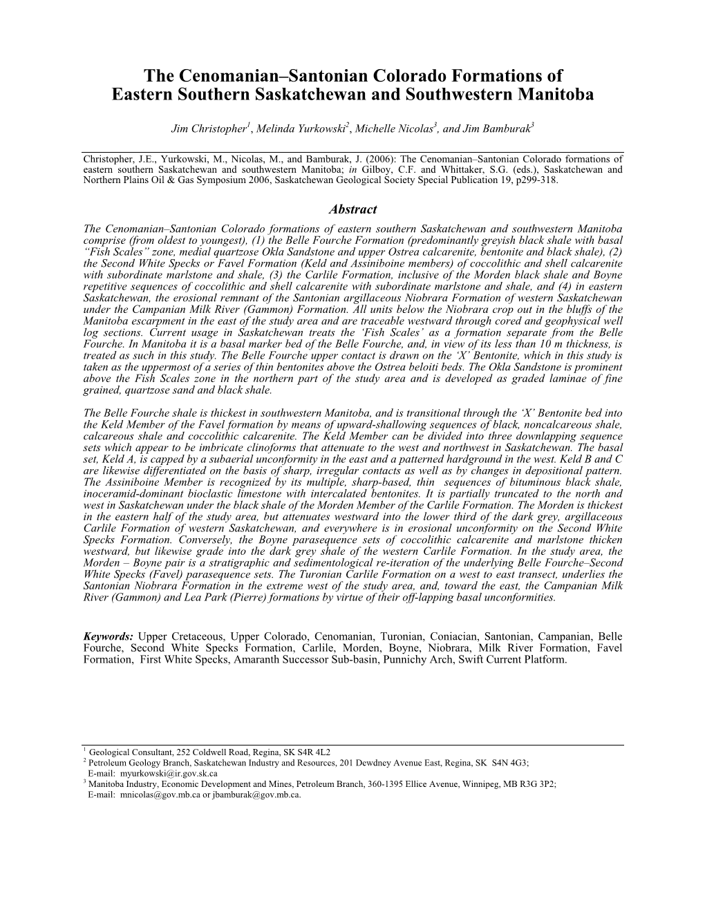 The Cenomanian–Santonian Colorado Formations of Eastern Southern Saskatchewan and Southwestern Manitoba