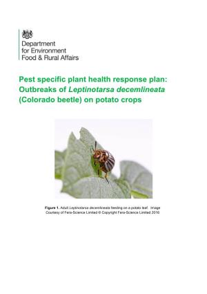 Pest Specific Plant Health Response Plan: Outbreaks of Leptinotarsa Decemlineata (Colorado Beetle) on Potato Crops