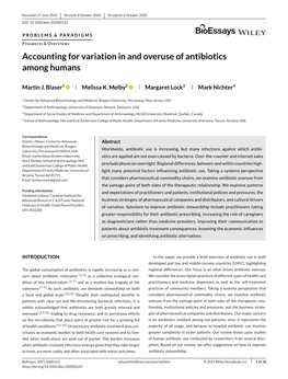 Accounting for Variation in and Overuse of Antibiotics Among Humans