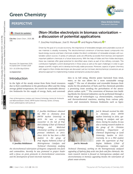 (Non-) Kolbe Electrolysis in Biomass Valorization–A Discussion Of