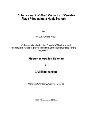 Enhancement of Shaft Capacity of Cast-In- Place Piles Using a Hook System