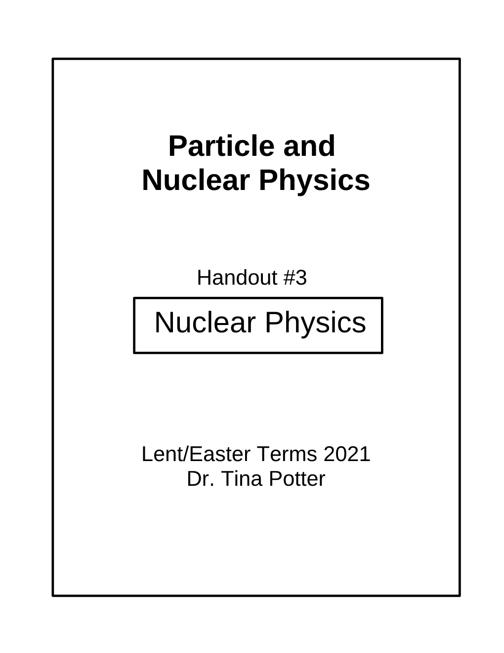 Particle and Nuclear Physics