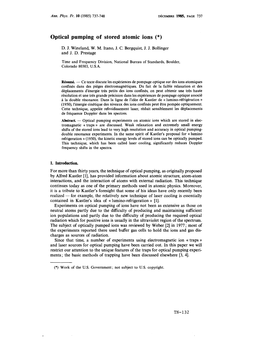 Optical Pumping of Stored Atomic Ions (*)