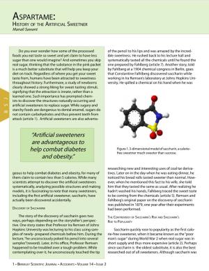 Aspartame: History of the Artificial Sweetner Manali Sawant