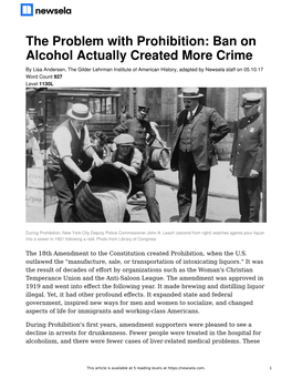 The Problem with Prohibition: Ban on Alcohol Actually Created More Crime