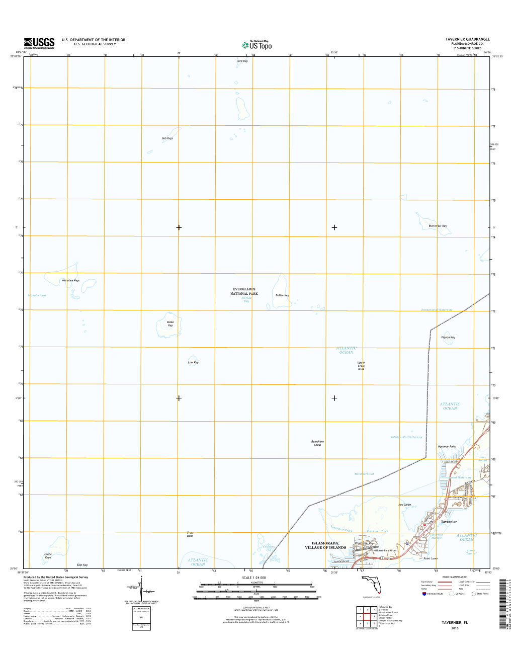 USGS 7.5-Minute Image Map for Tavernier, Florida