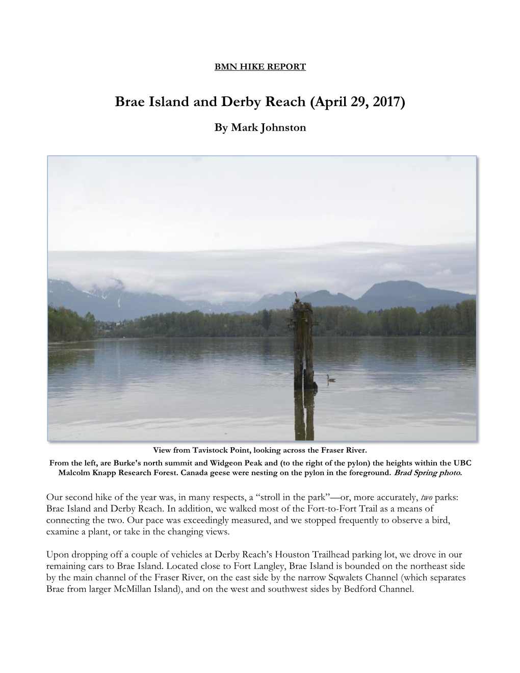 Brae Island and Derby Reach (April 29, 2017)