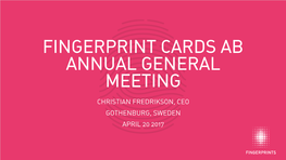 Fingerprint Cards Ab Annual General Meeting