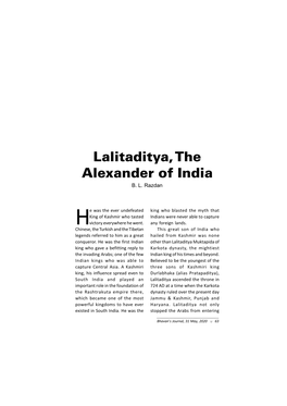 Lalitaditya, the Alexander of India B