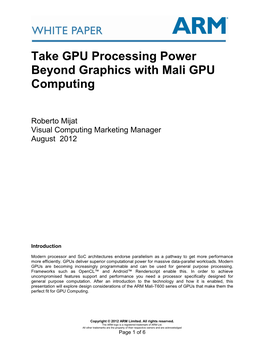 Take GPU Processing Power Beyond Graphics with GPU Computing on Mali