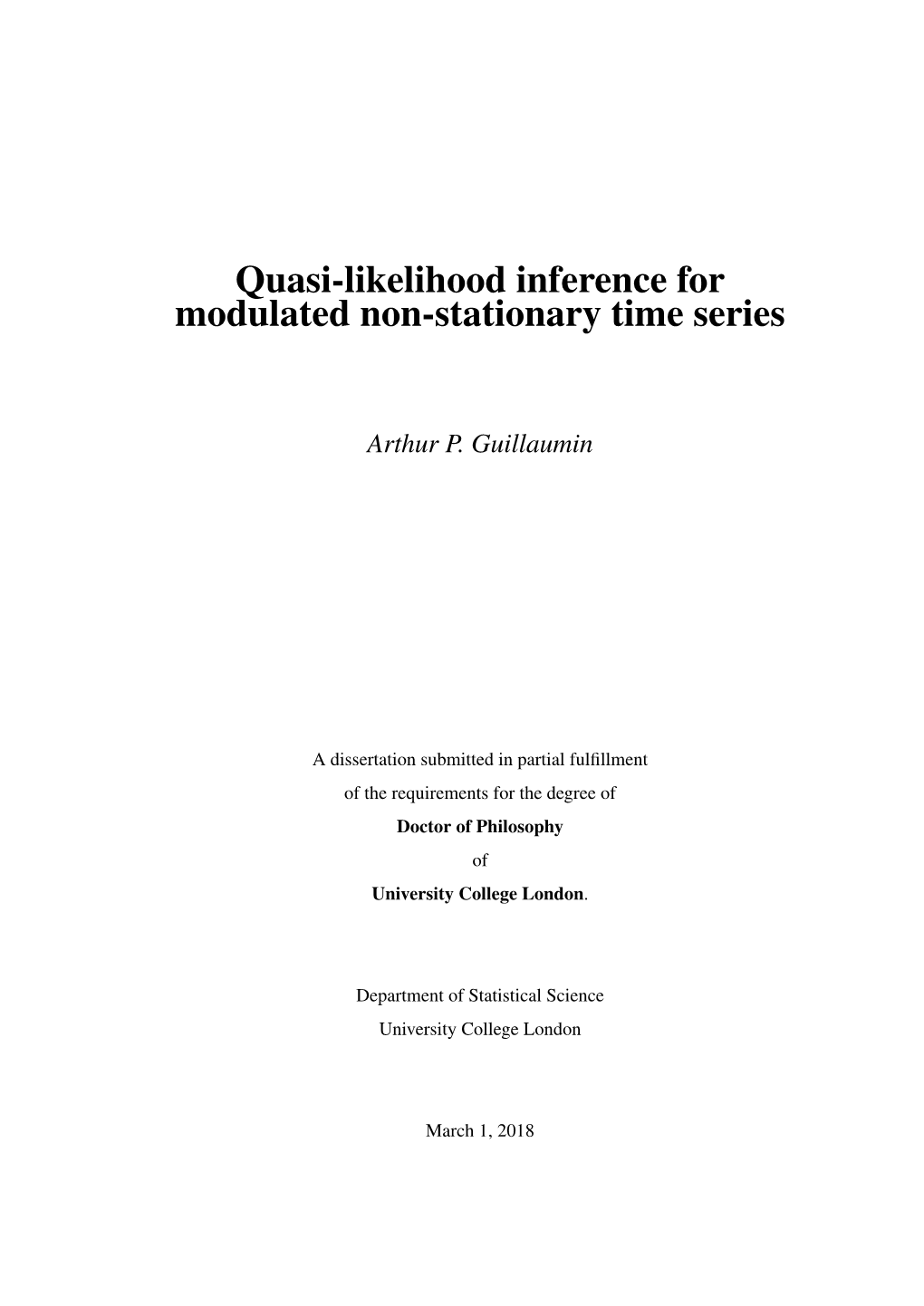 Quasi-Likelihood Inference for Modulated Non-Stationary Time Series