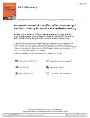 Systematic Review of the Effect of Intravenous Lipid Emulsion Therapy for Non-Local Anesthetics Toxicity