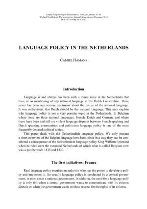 Language Policy in the Netherlands