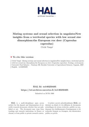 Mating Systems and Sexual Selection in Ungulatesnew Insights from A