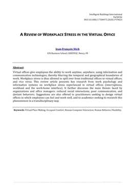 A Review of Workplace Stress in the Virtual Office