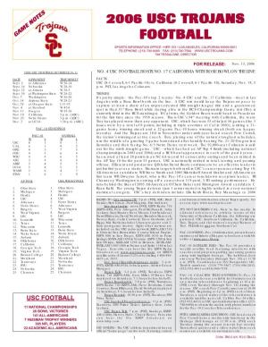 2006 USC Trojans Football Statistics (As of Nov