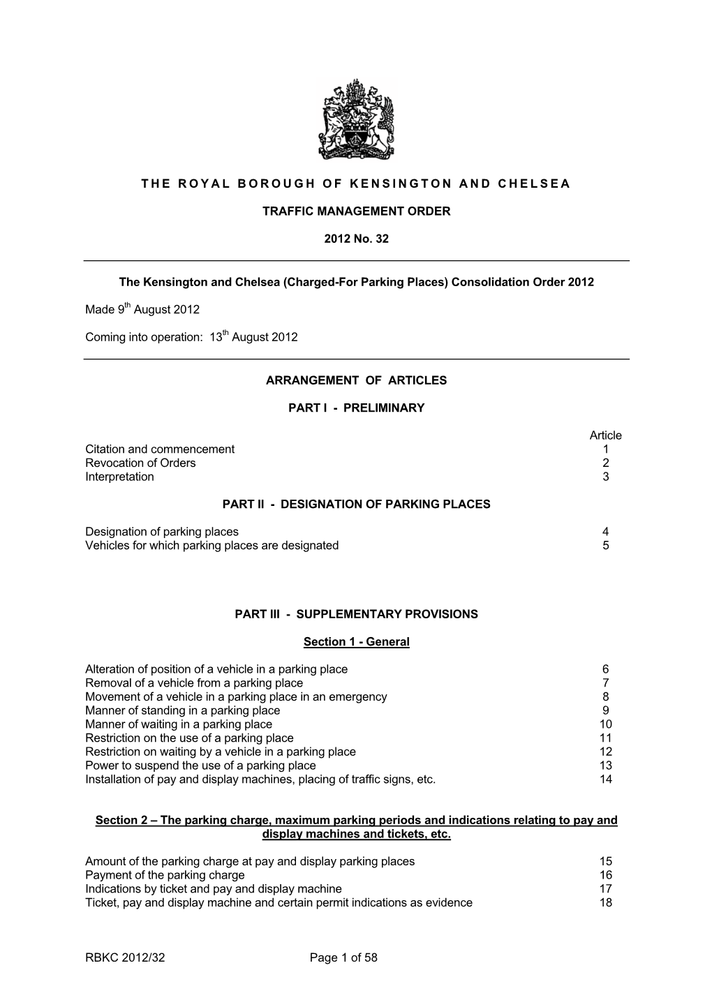 RBKC 2012/32 Page 1 of 58 the ROYAL BOROUGH OF