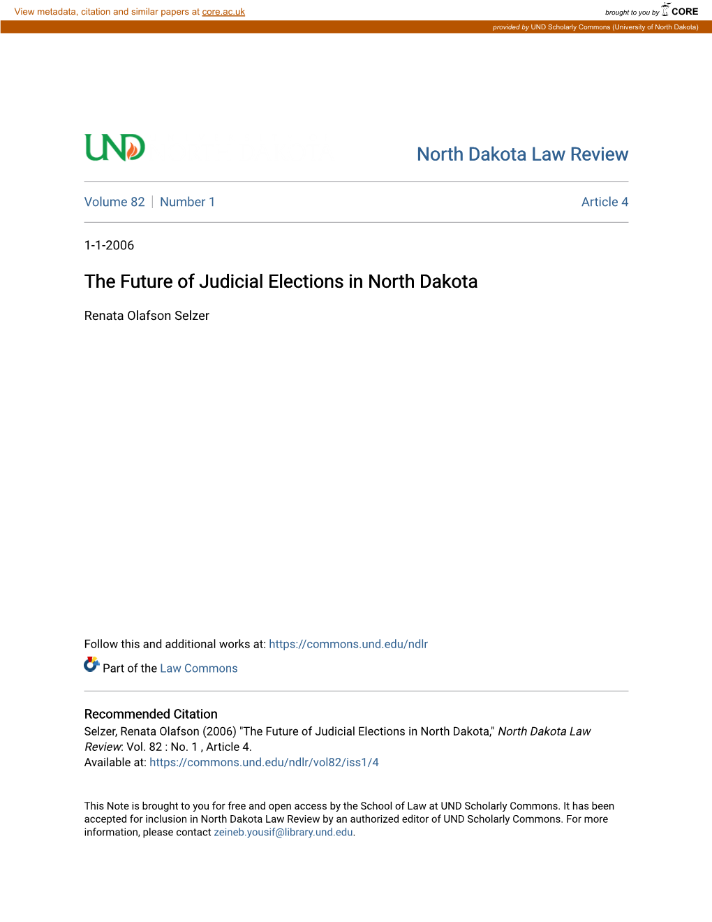 The Future of Judicial Elections in North Dakota