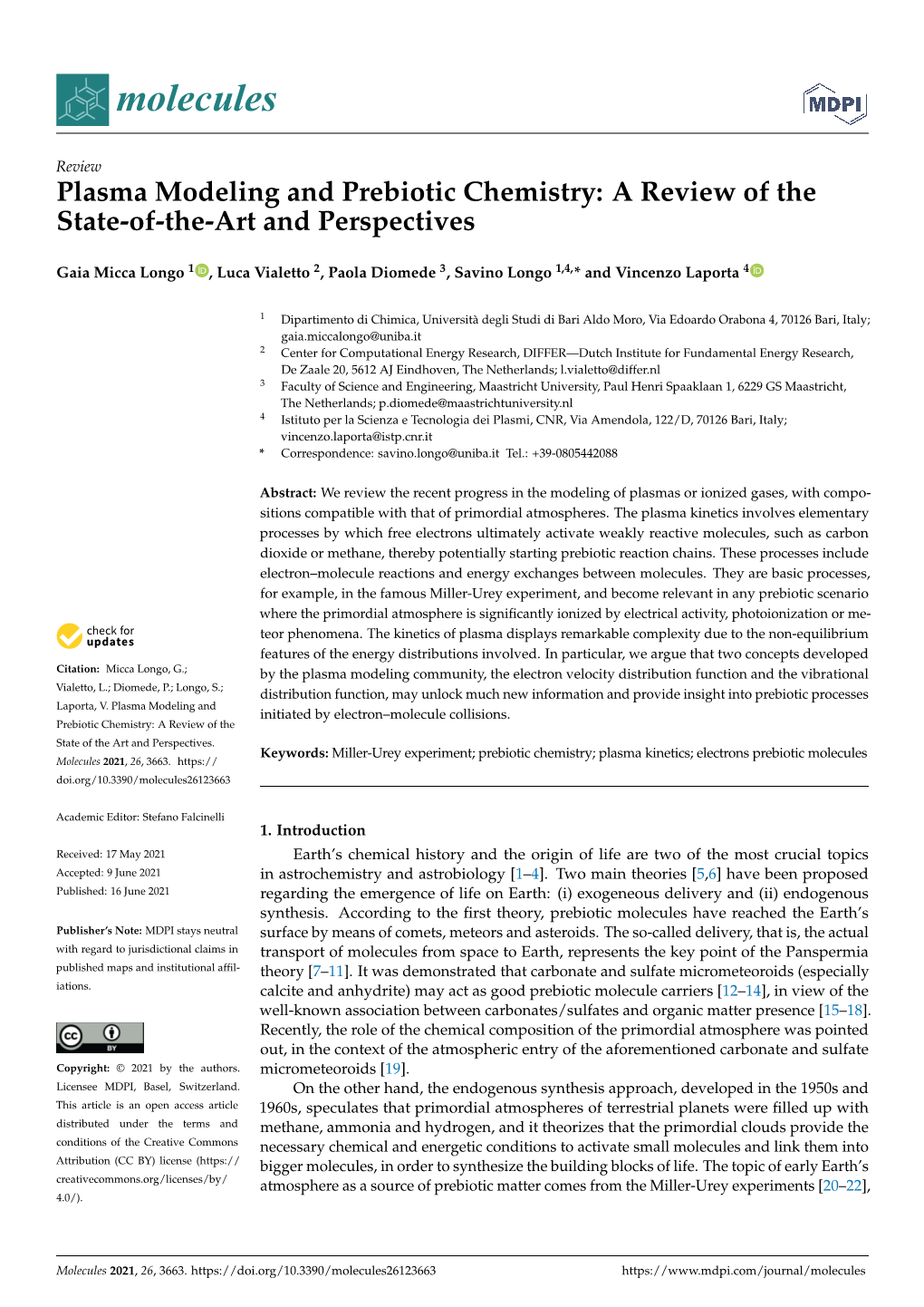 Plasma Modeling and Prebiotic Chemistry: a Review of the State-Of-The-Art and Perspectives