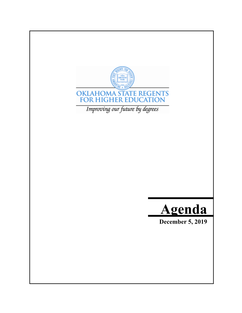 Agenda December 5, 2019