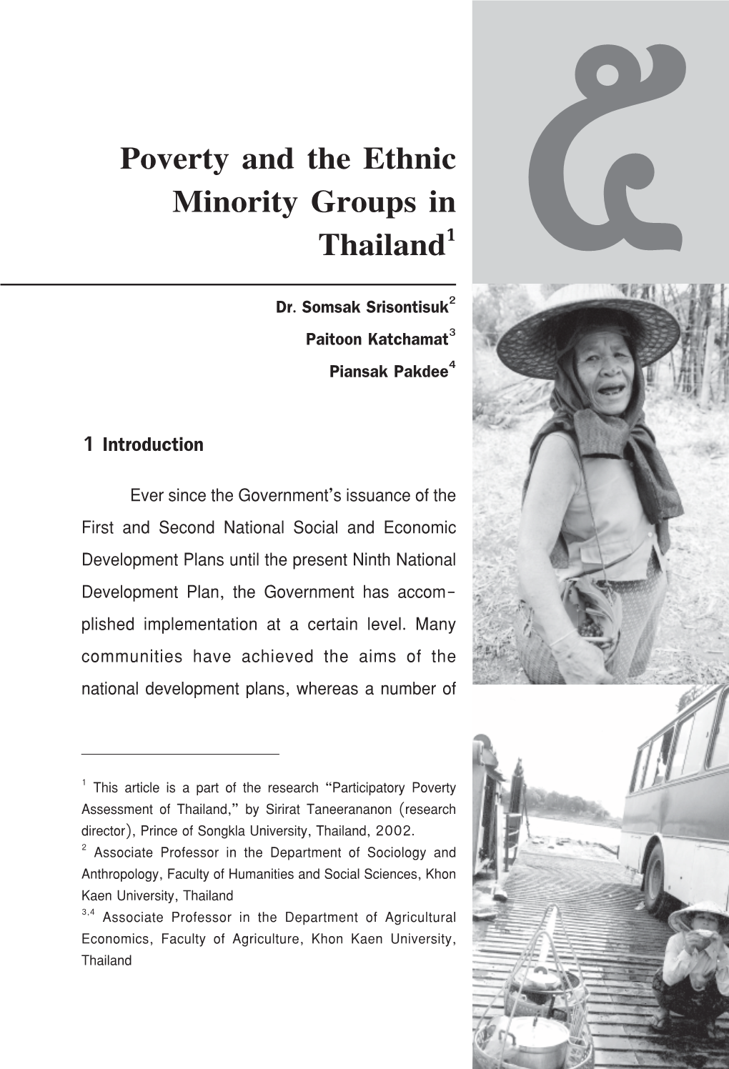 Ipoverty and the Ethnic Minority Groups in Thailand