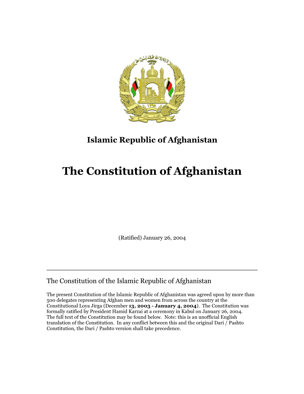 The Constitution of Afghanistan