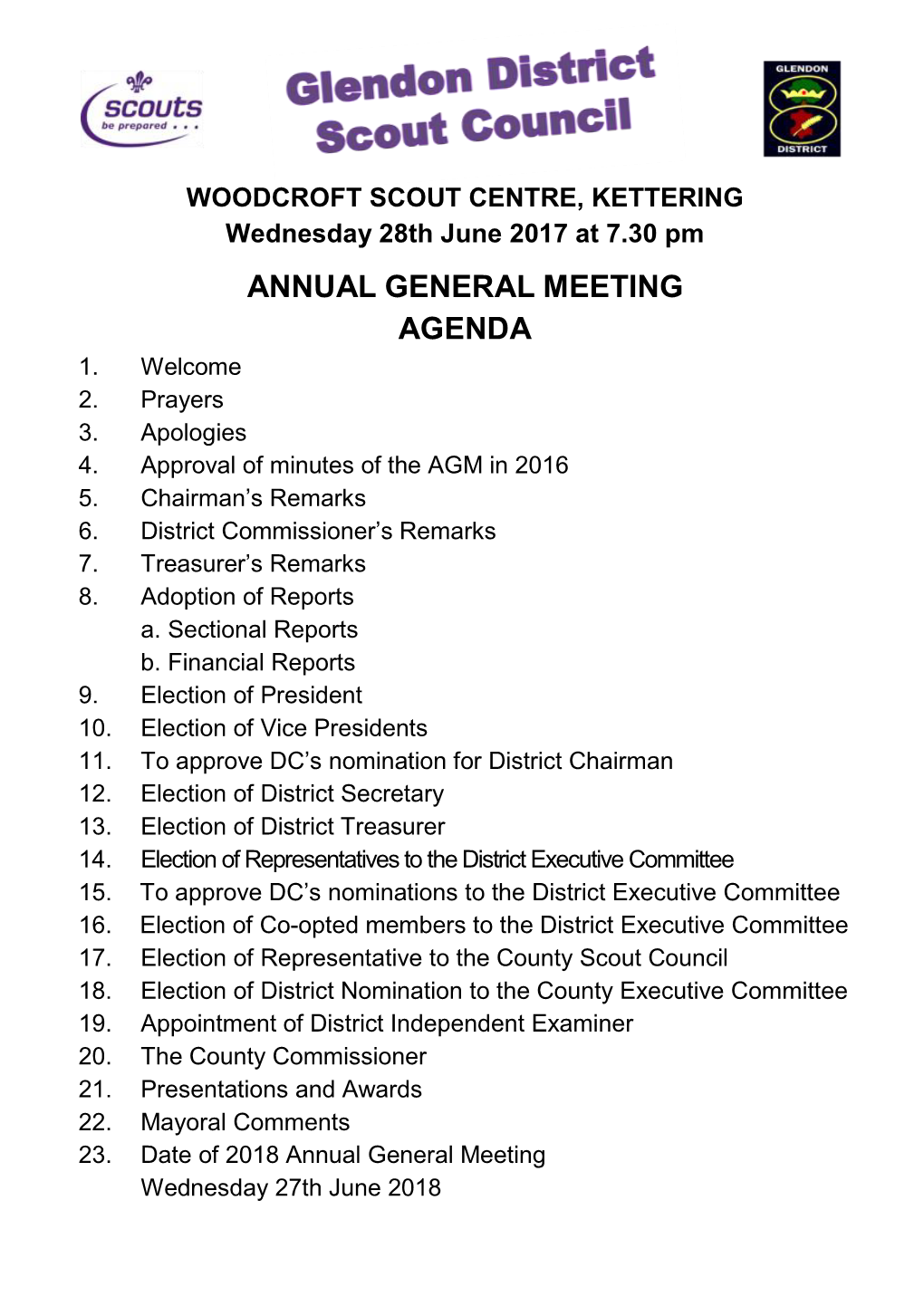 Annual General Meeting Agenda 1