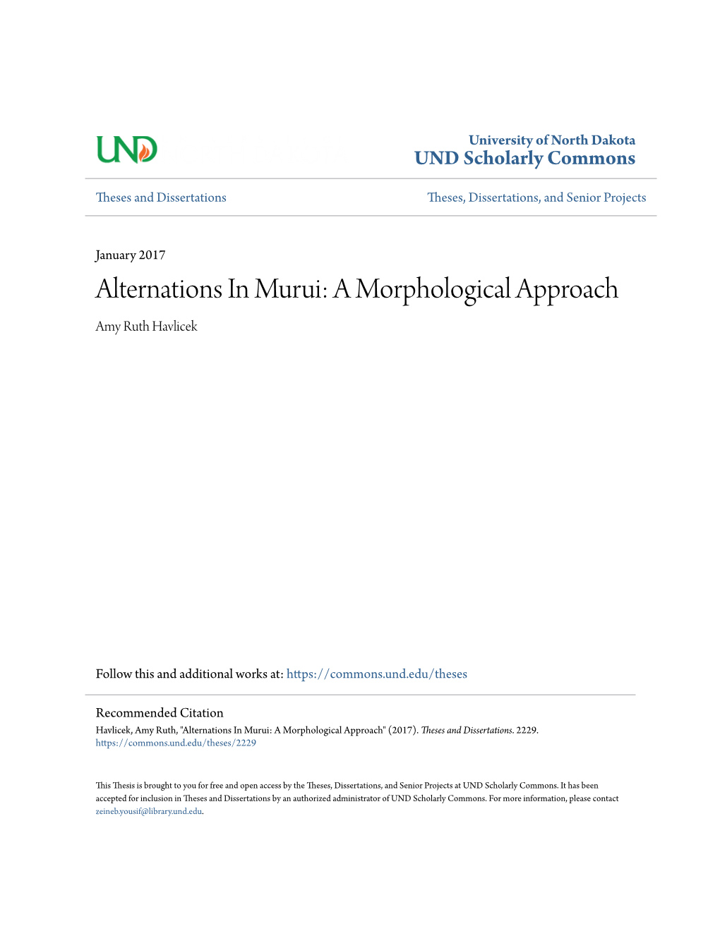 Alternations in Murui: a Morphological Approach Amy Ruth Havlicek