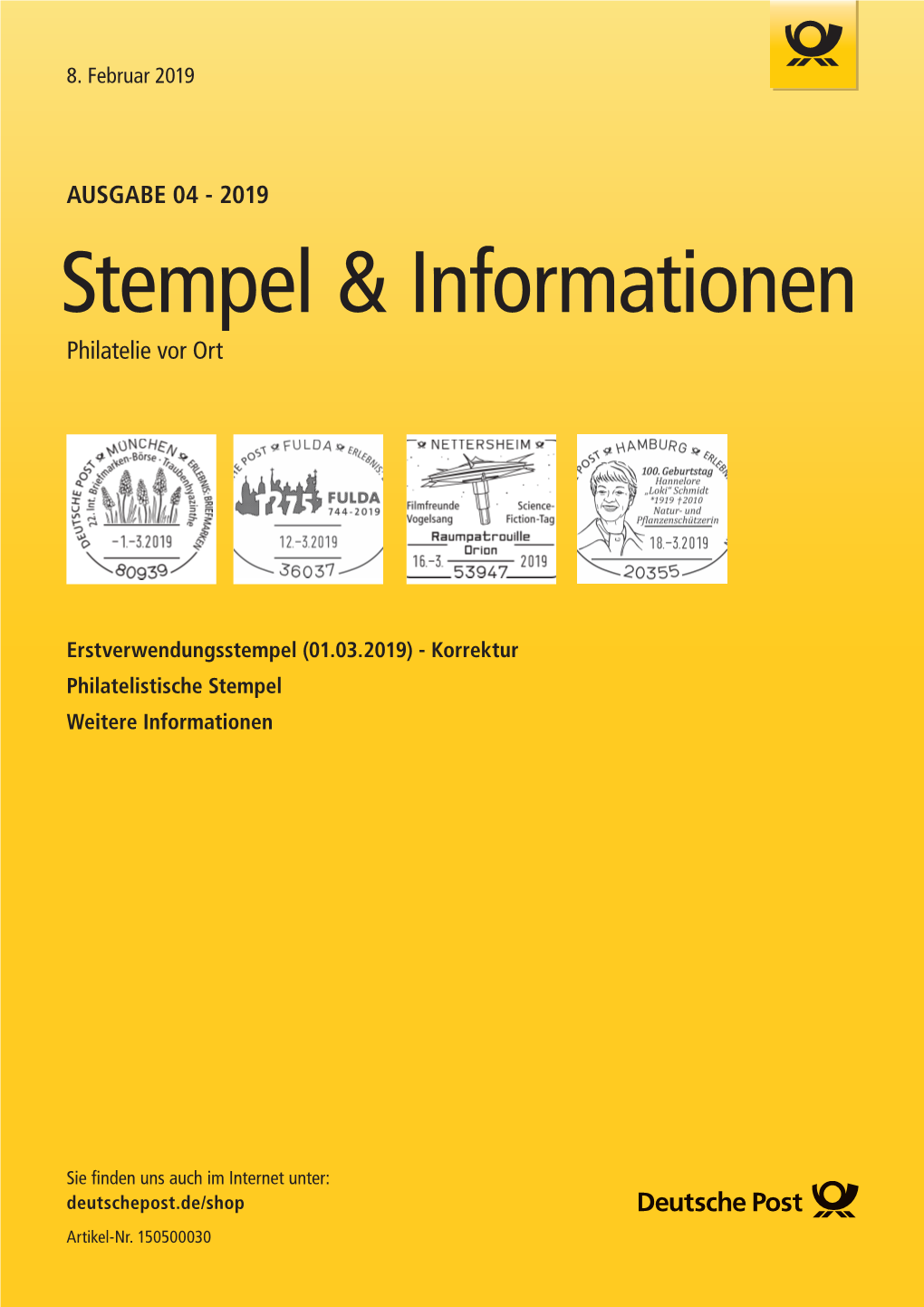 AUSGABE 04 - 2019 Stempel & Informationen Philatelie Vor Ort