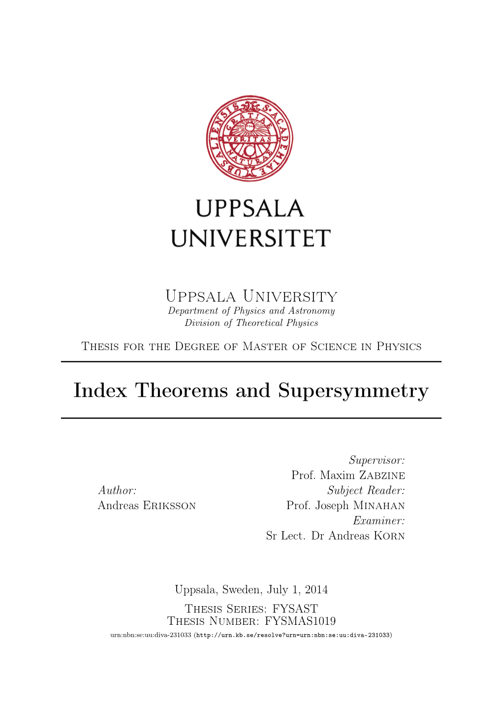 Index Theorems and Supersymmetry