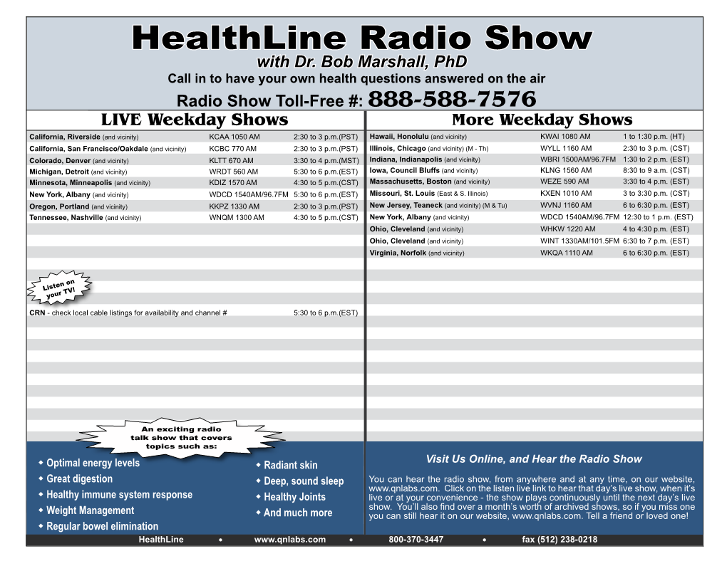 Healthline Radio Show with Dr